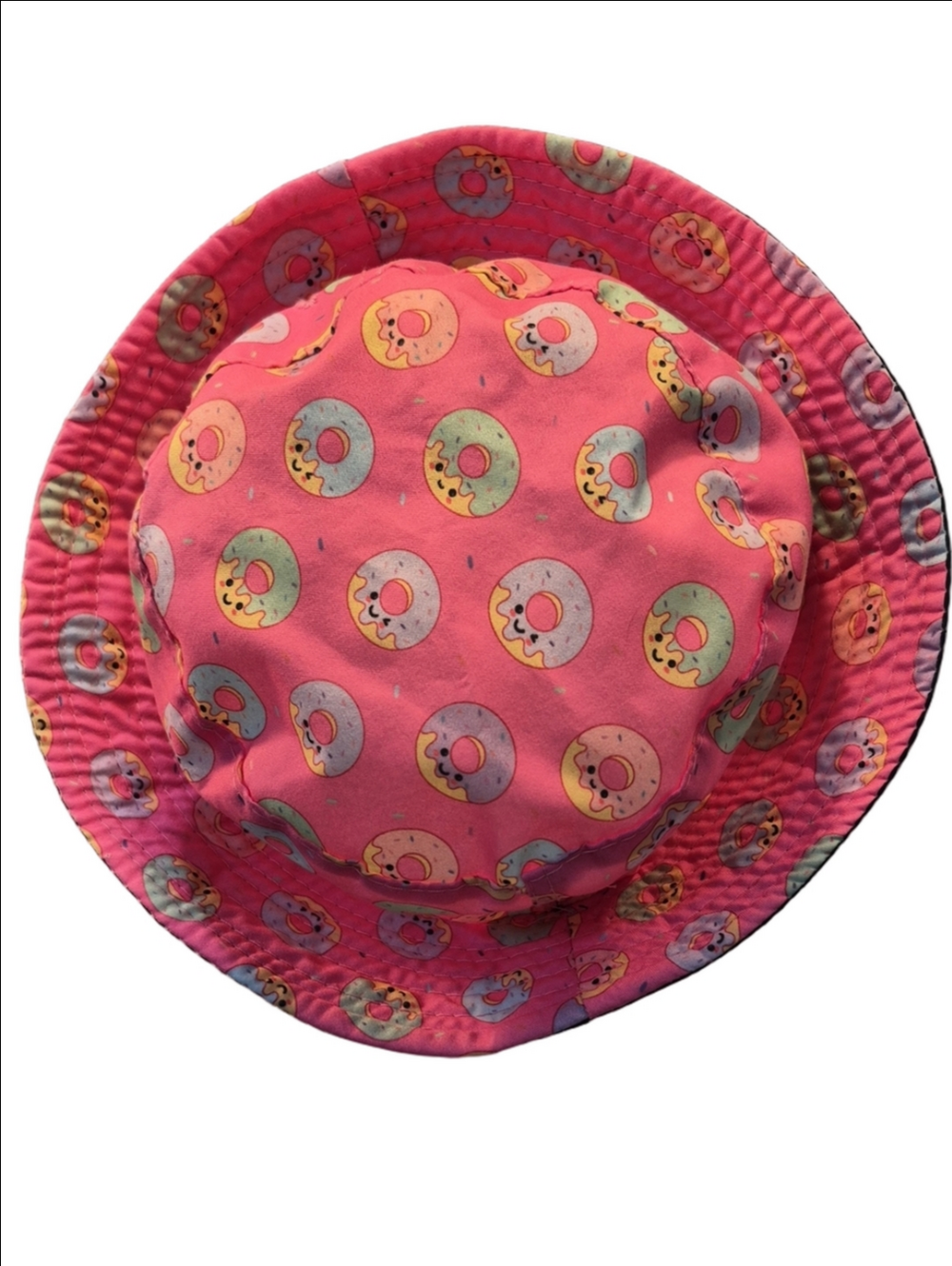 Girls Pink Donut-Print Bucket Hat